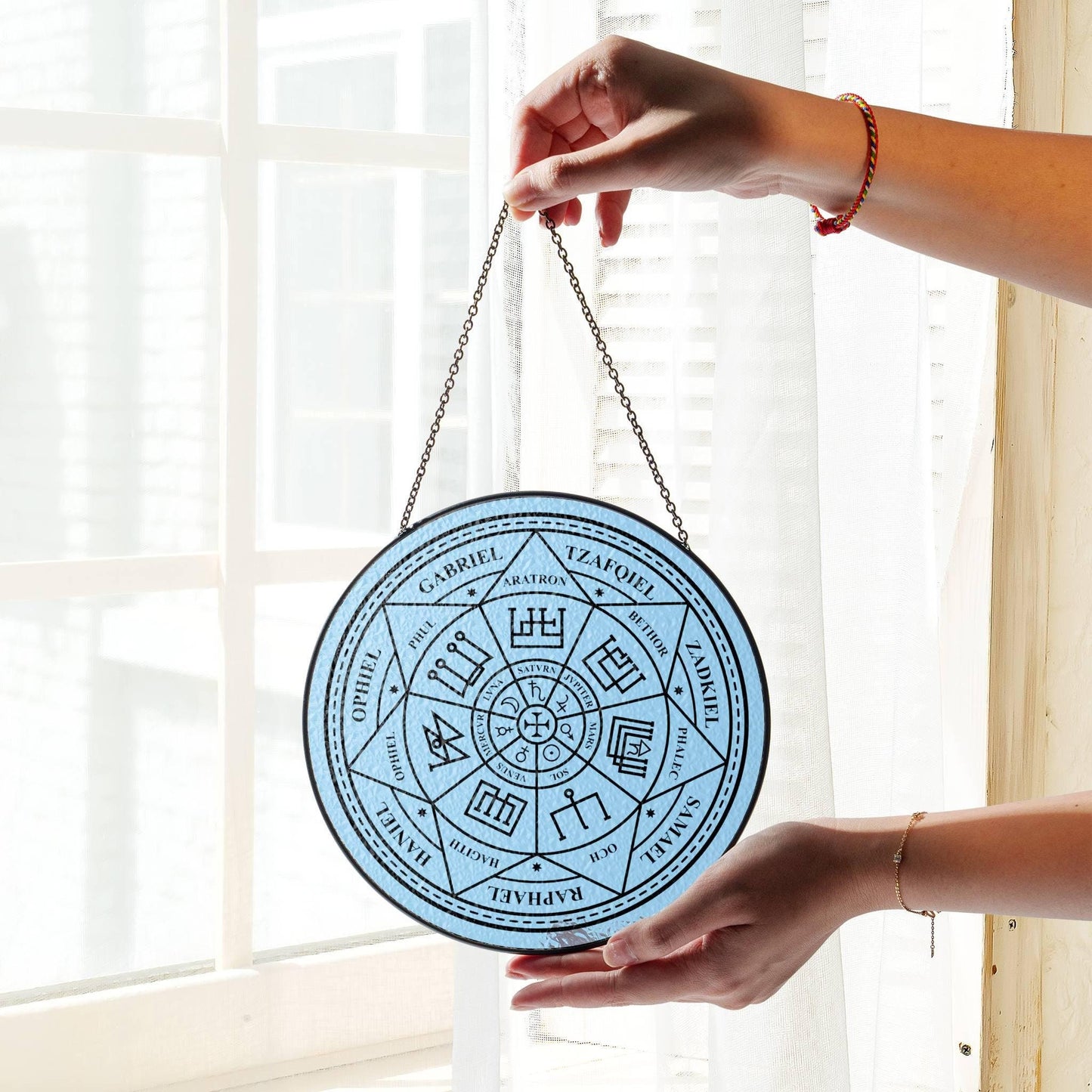 Seven Archangel Stained Glass SunCatcher Seal of Seven Archangel Window Decor