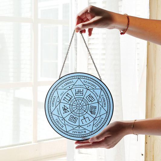 Seven Archangel Stained Glass SunCatcher Seal of Seven Archangel Window Decor
