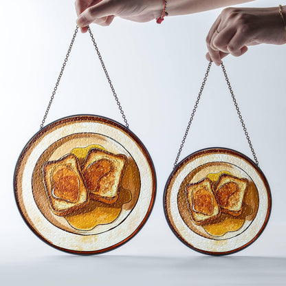 French Toast Stained Glass Food SunCatcher Window Hanging Breakfast Home Decor