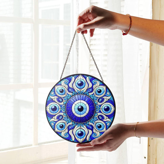 Evil Eye Stained Glass Sun Catcher - Protection Charm Home Decor