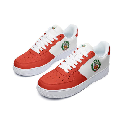 Peru Flag Sneakers, Peruvian Colors Unisex Low Top Vegan Leather Sneakers