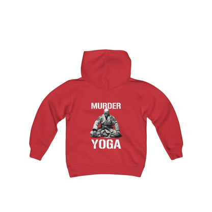 Jiu Jitsu Youth Hoodie, Murder Yoga JiuJitsu Skeleton YOUTH SIZE Hooded
