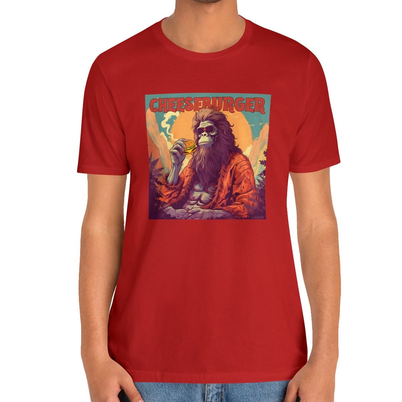 Bigfoot Cheeseburger Shirt, Bigfoot Burger Shirts Hamburger Gifts Sasquatch