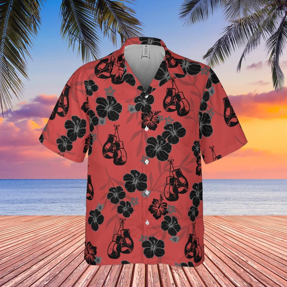 Boxing Hawaiian Shirt, Boxer Shirt Box Short-sleeve Hawaiian Shirt Boxing Gloves Shirt