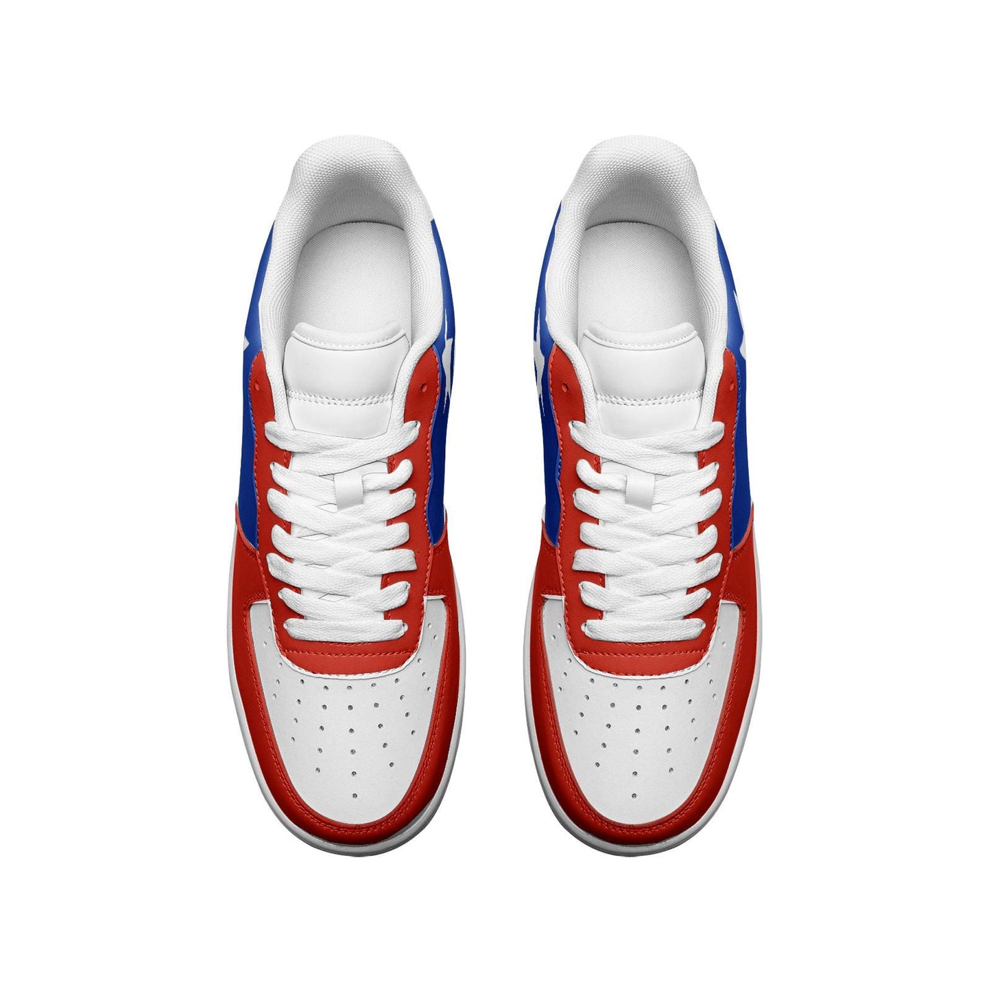 Chile Flag Sneakers, Chilean Colors Unisex Low Top Vegan Leather Sneakers