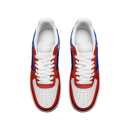 Chile Flag Sneakers, Chilean Colors Unisex Low Top Vegan Leather Sneakers