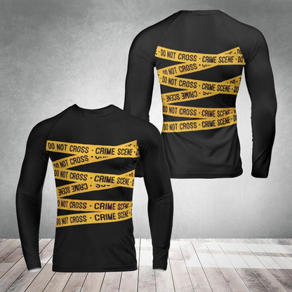 Crime Scene Long Sleeve Rash Guard - MMA Jiu Jitsu Wrestling Yoga Activewear