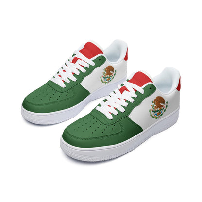 Mexico Flag Sneakers Mexico Colors Unisex Low Top Vegan Leather Sneakers