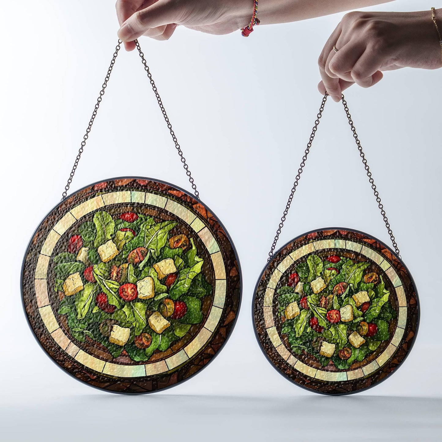 Salad Stained Glass Vegan Food SunCatcher Salad Lover Window Hanging Art