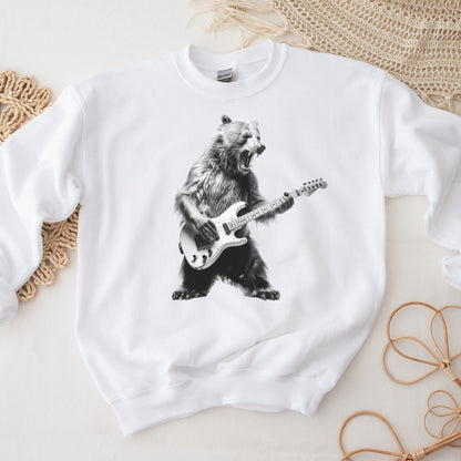 Bear Playing Bass Guitar Sweatshirt - Music Tee Gift for Bass Players