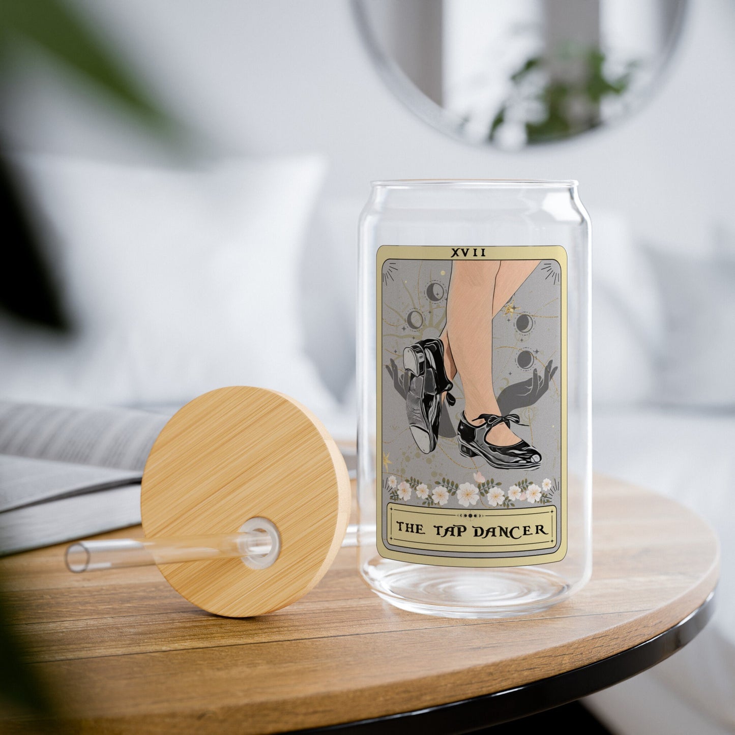 TapDancer Tarot Tumbler - 16oz Tap Dancing Sipper Glass with Bamboo Lid