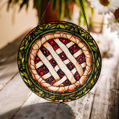 Pie Stained Glass Food SunCatcher Foodie Gift Window Hanging Home Decoration