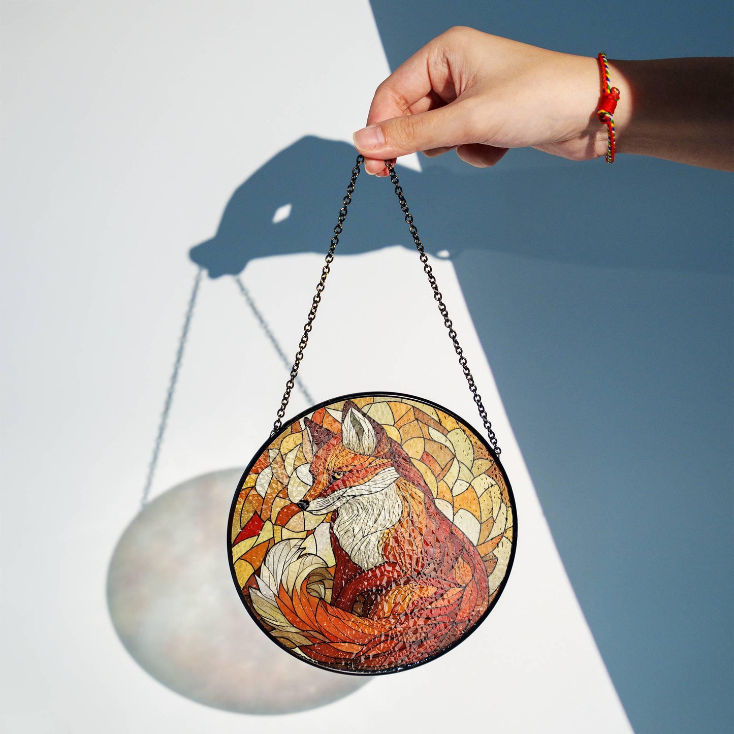 Fox Stained Glass Sun Catcher Fox Lover Gift Light Catcher Window Hanging Wild Animal Home Decoration Gift