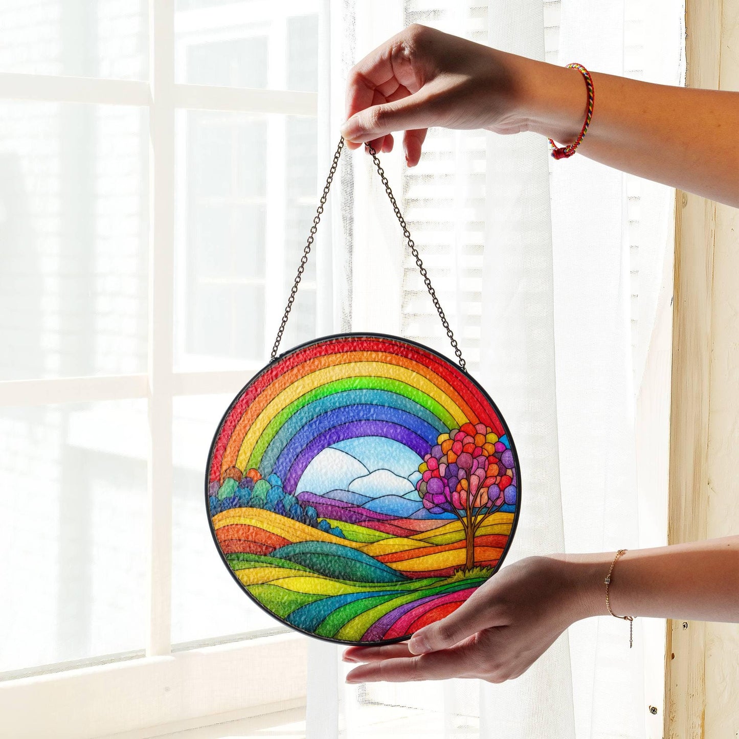 Rainbow Stained Glass SunCatcher Rainbow Window Hanging Decor Gift LGBTQ Pride