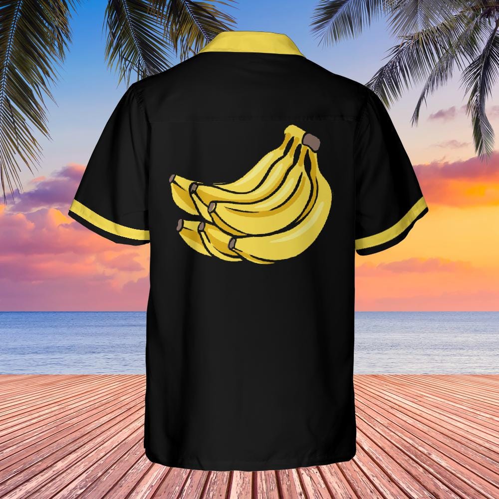 Banana Button Down Shirt with Pocket, Banana Shirt Short-sleeve Hawaiian Shirt Banana Bowling Shirt Rockabilly