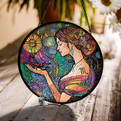 Scorpio Stained Glass Zodiac SunCatcher Scorpio Gift Window Hanging Ornament