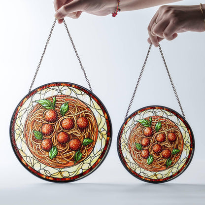 Italian Food Sun Catcher - Pasta Stained Glass Window Hanging Decor