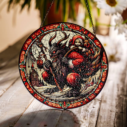 Krampus Suncatcher - Faux Stained Glass Christmas Window Decor