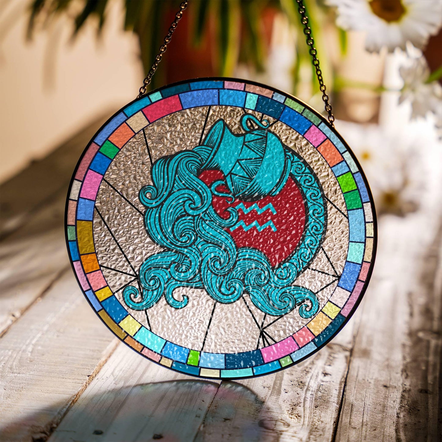 Gemini Stained Glass Zodiac SunCatcher LightCatcher Gemini Window Hanging
