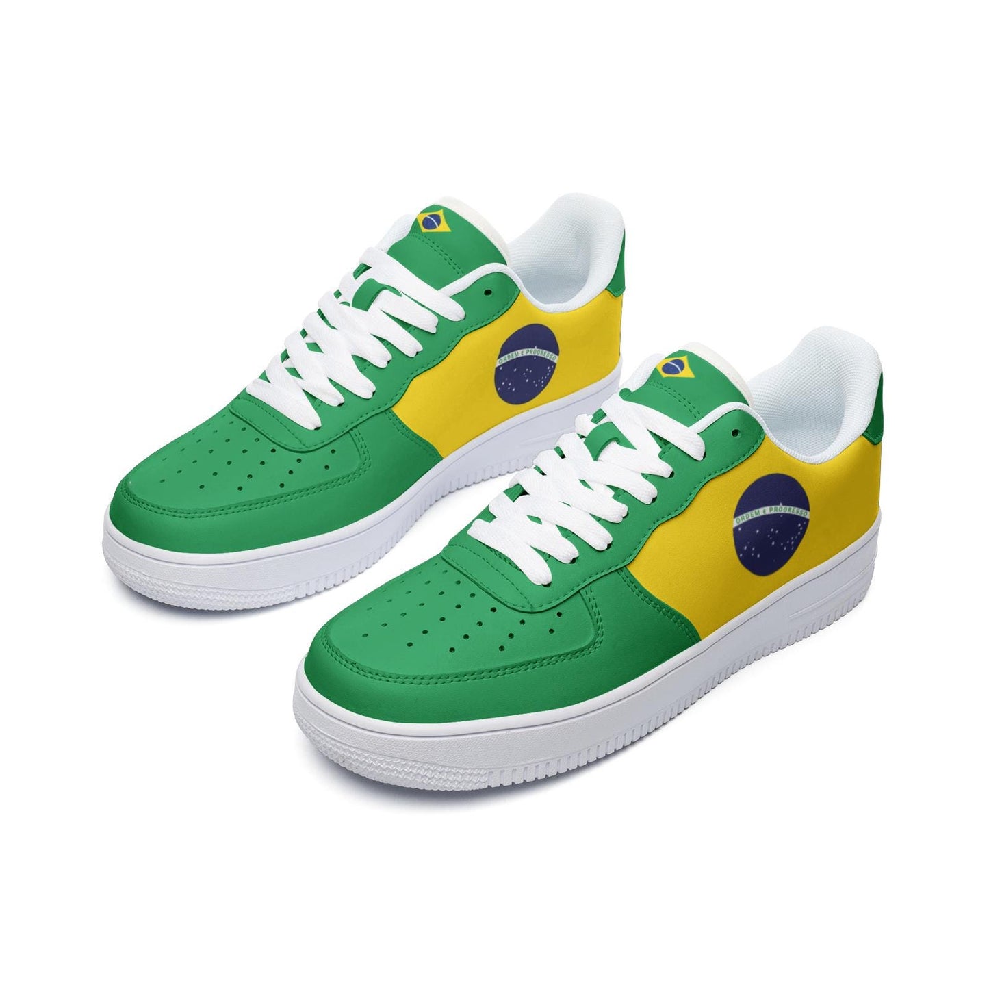 Brazil Flag Sneakers Brasil Colors Unisex Low Top Vegan Leather Sneakers