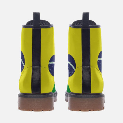 Brazil Flag Boots Vegan Leather Combat Boots Brazilian Flag Shoes