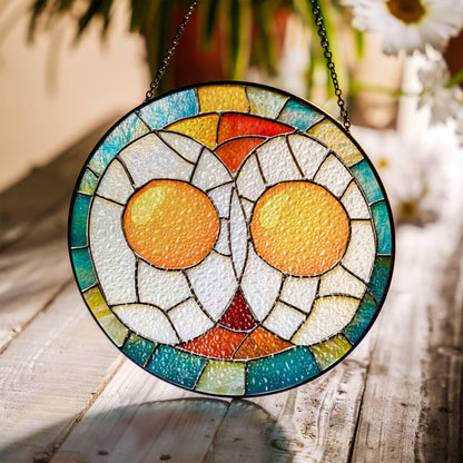 Fried Egg Stained Glass Sun Catcher - Breakfast Lover Window Decor