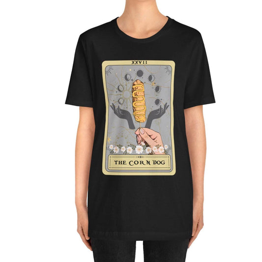 Corn Dog Tarot Card Shirt - Foodie Gift Tee with Mustard Design