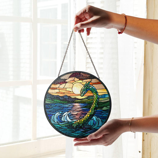 Loch Ness Monster Stained Glass SunCatcher Nessie Window Hanging Decor Art