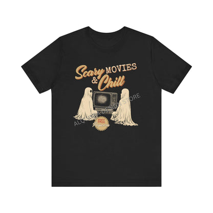 Scary Movies & Chill Shirt, Halloween Shirt, Trendy Vintage Inspired Tee