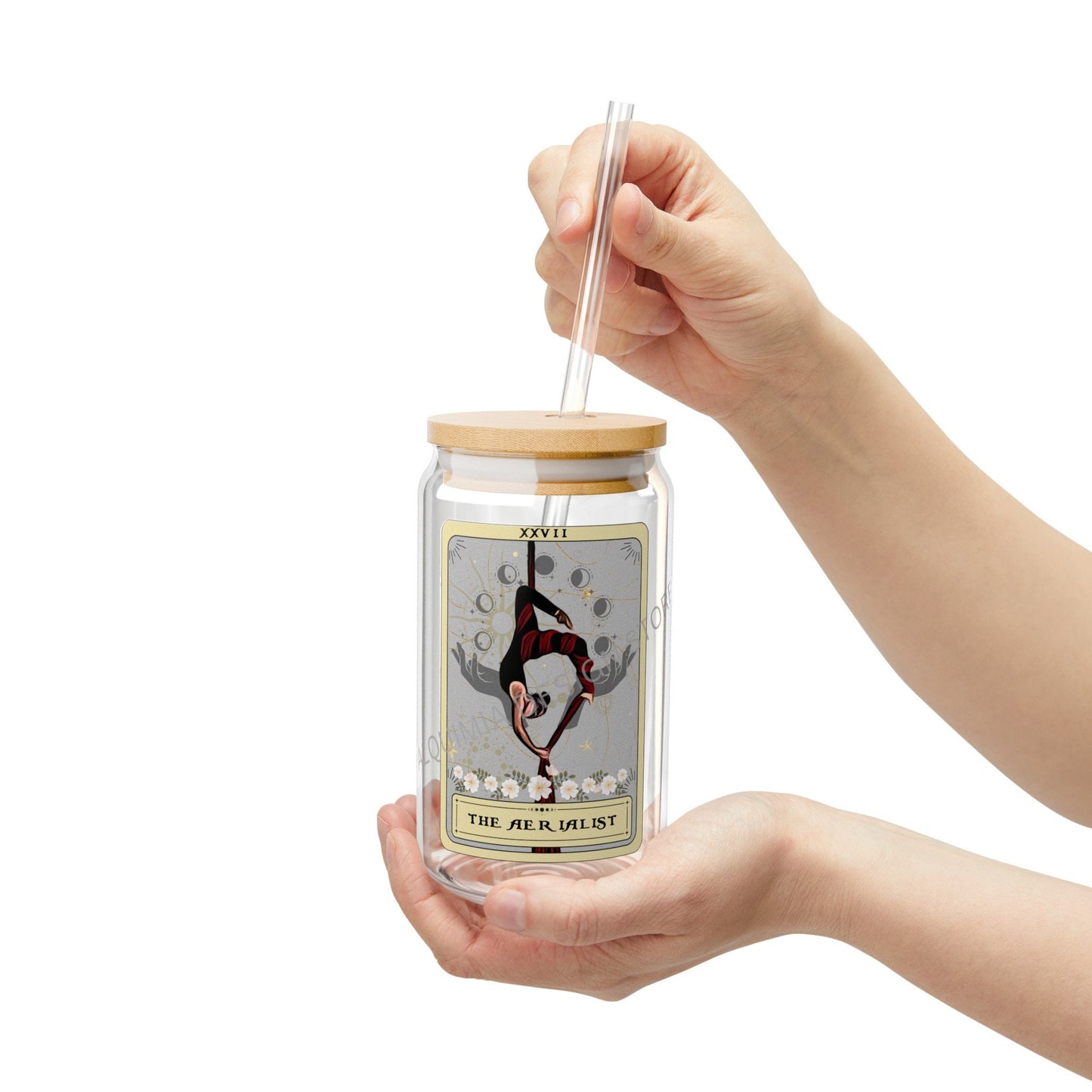 Aerialist Tarot Card Tumbler - 16oz Aerial Dancing Sipper Glass with Lid