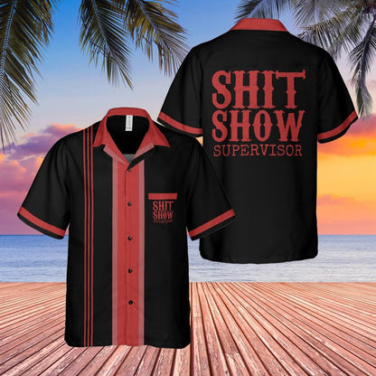 Sh!t Show Supervisor Button Down Shirt with Pocket, Boss Shirt Short-sleeve Hawaiian Shirt Manager