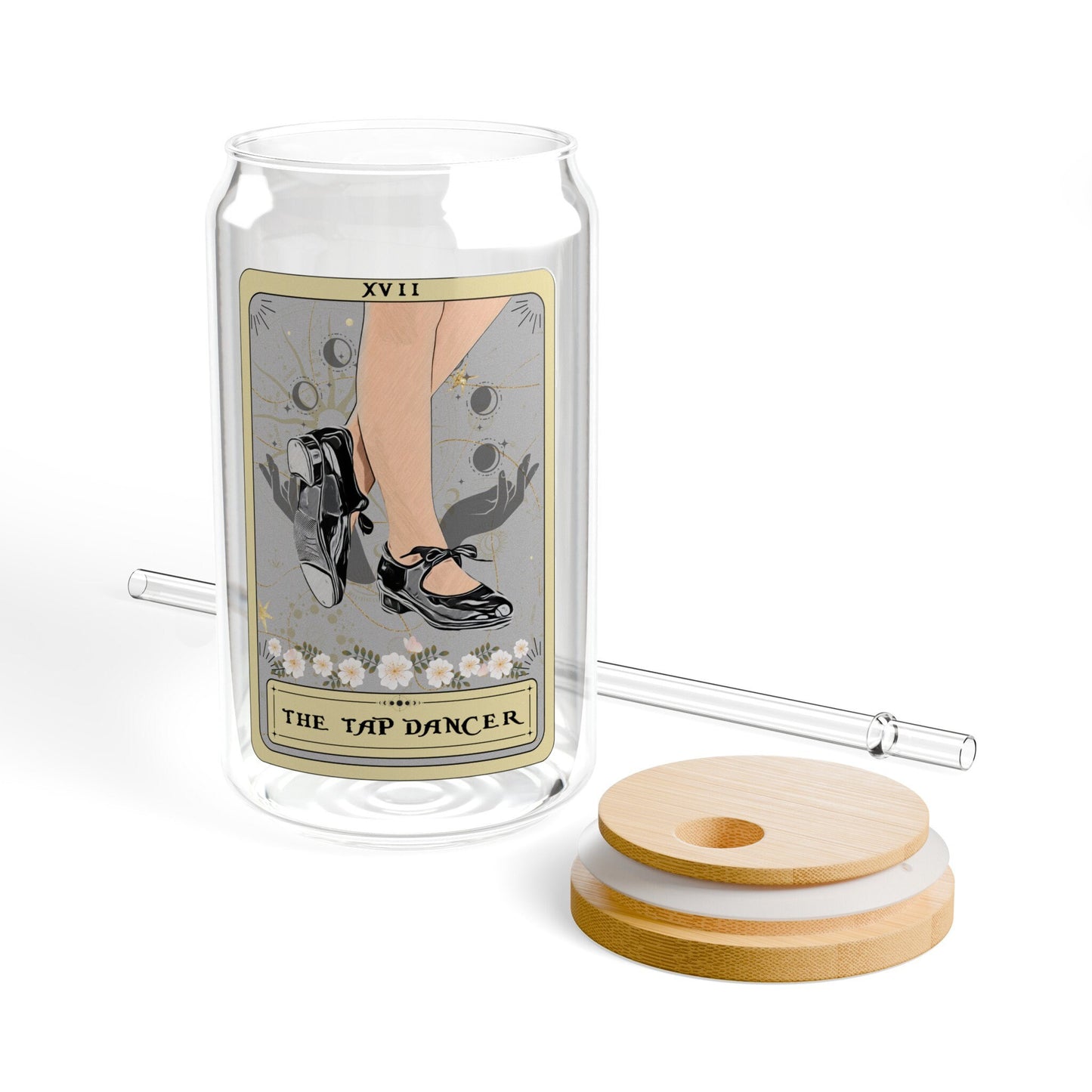 TapDancer Tarot Tumbler - 16oz Tap Dancing Sipper Glass with Bamboo Lid