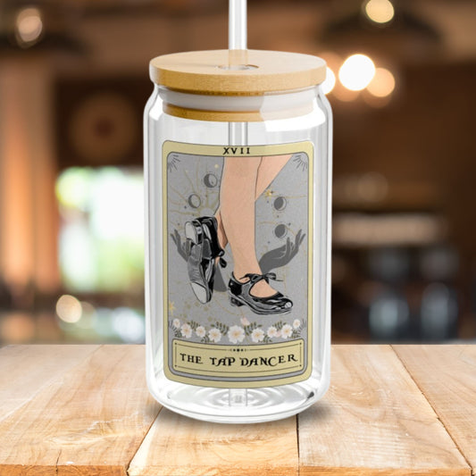 TapDancer Tarot Tumbler - 16oz Tap Dancing Sipper Glass with Bamboo Lid