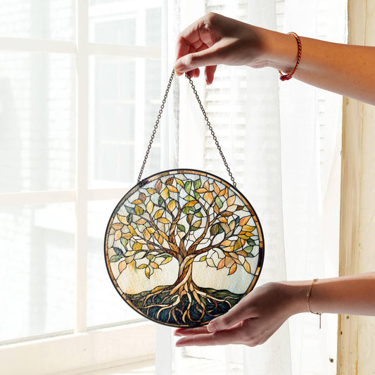 Tree of Life Stained Glass Sun Catcher - Window Hanging Decoration Protection