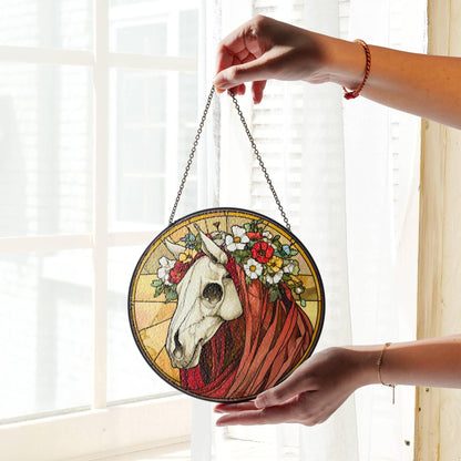 Mari Lwyd Suncatcher Faux Stained Glass Christmas Mari Lwyd Window Hanging
