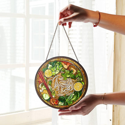Vietnamese Pho Stained Glass Sun Catcher - Asian Food Lover Window Decoration