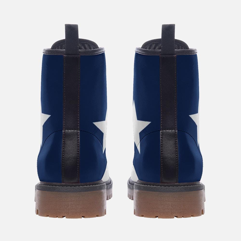 Texas Flag Boots Vegan Leather Combat Boots Texas State Flag Shoes