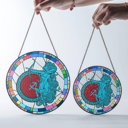 Sagittarius Stained Glass Zodiac SunCatcher Sagittarius Window Hanging Art