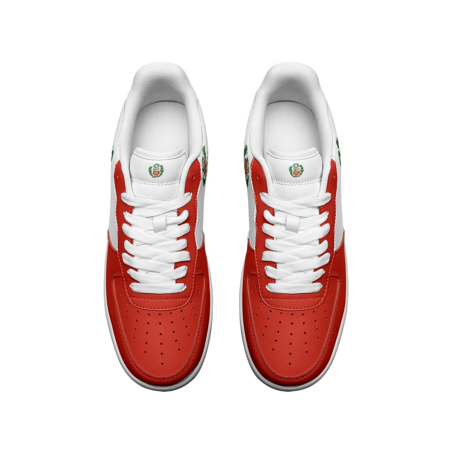 Peru Flag Sneakers, Peruvian Colors Unisex Low Top Vegan Leather Sneakers