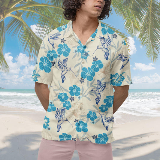 Hummingbird Hawaiian Shirt, Bird Lover Button Up Shirt Birdwatching
