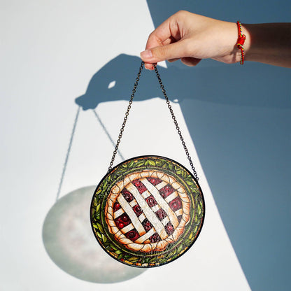 Pie Stained Glass Food SunCatcher Foodie Gift Window Hanging Home Decoration