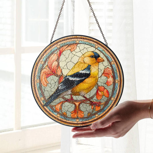 Goldfinch Stained Glass Sun Catcher - Bird Lover Window Decoration Art