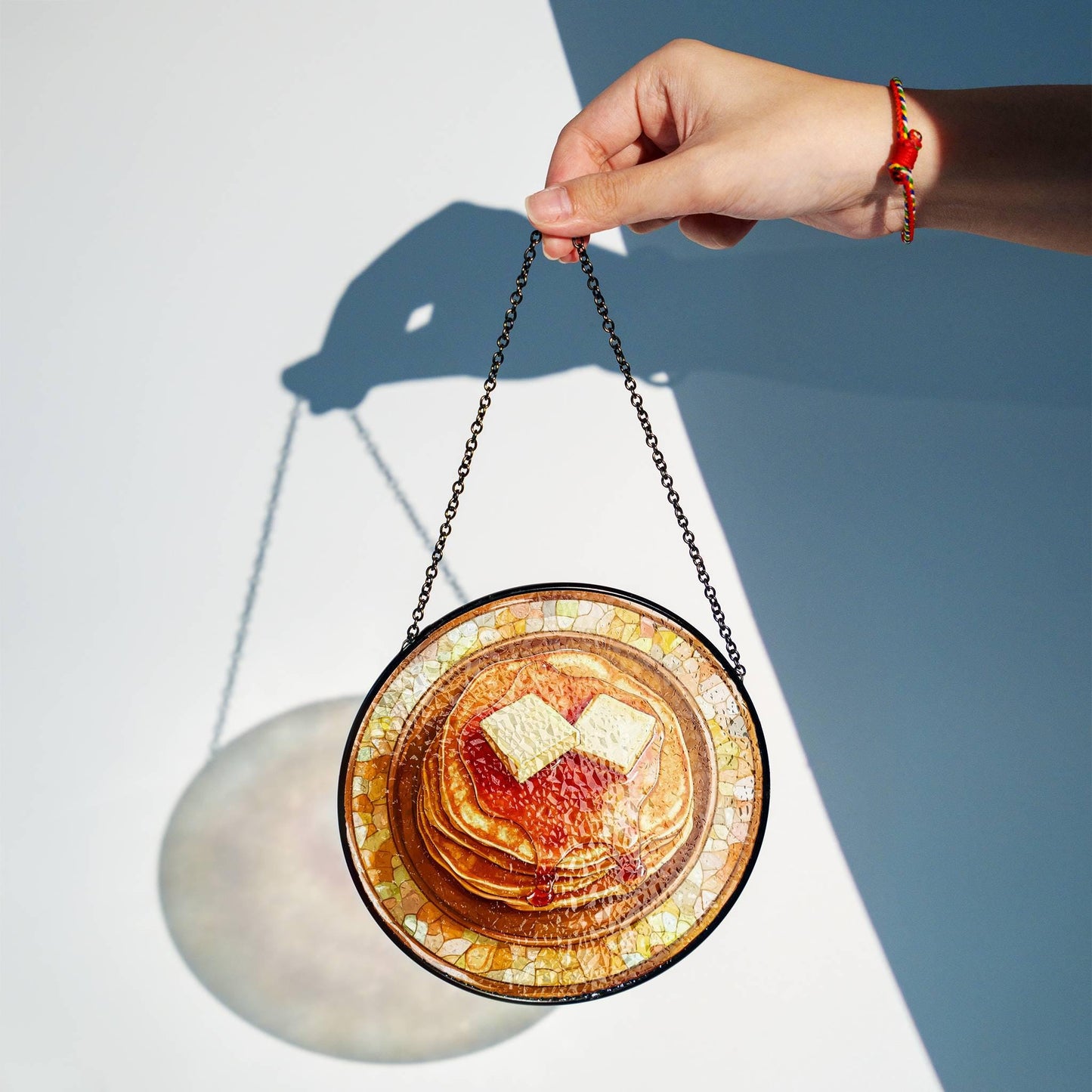 Pancake Stained Glass Pancakes SunCatcher Window Hanging Breakfast Decor