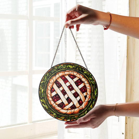 Pie Stained Glass Food SunCatcher Foodie Gift Window Hanging Home Decoration
