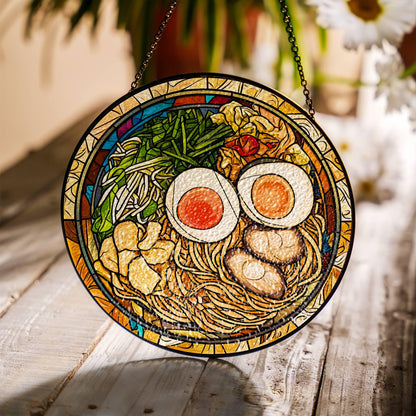 Ramen Stained Glass Japanese Food Sun Catcher Ramen Lover Light Catcher Window Hanging Kitchen Home Decoration Foodie Gift