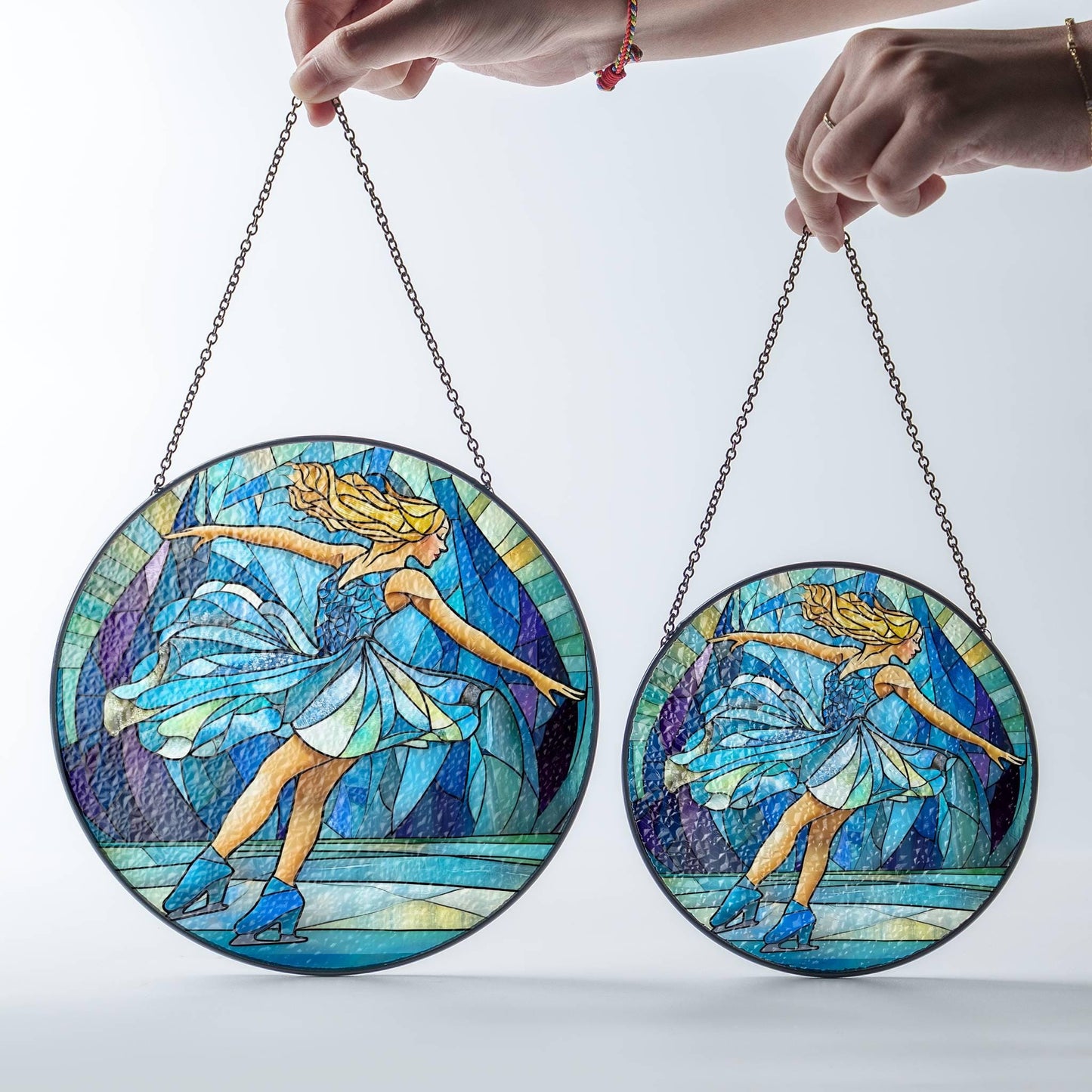 Ice Skate Stained Glass Sun Catcher - Ice Skating Window Decor