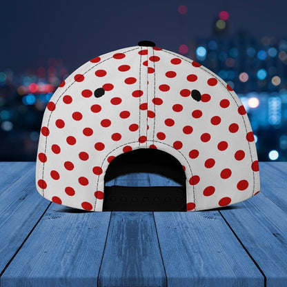 Red Polka Dot Cap, Red White Polka Dots Hat, Baseball Cap