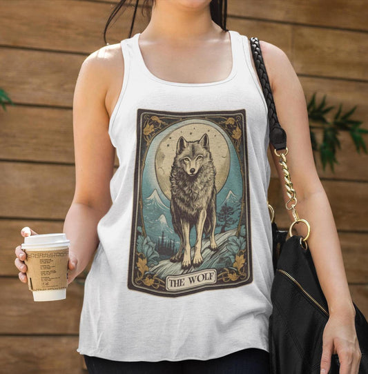 The Wolf Tarot Card Tank Top, Wolf Shirt Wild Animal Lover