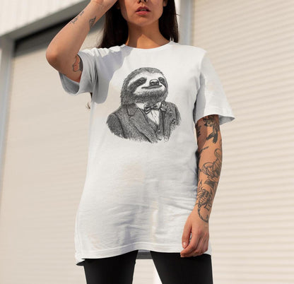 Sloth Shirt, Sloth Wearing Expensive Suit White T-Shirt