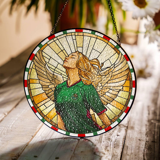 Mexico Stained Glass Mexico SunCatcher Mexico Flag Colors Window Hanging Art